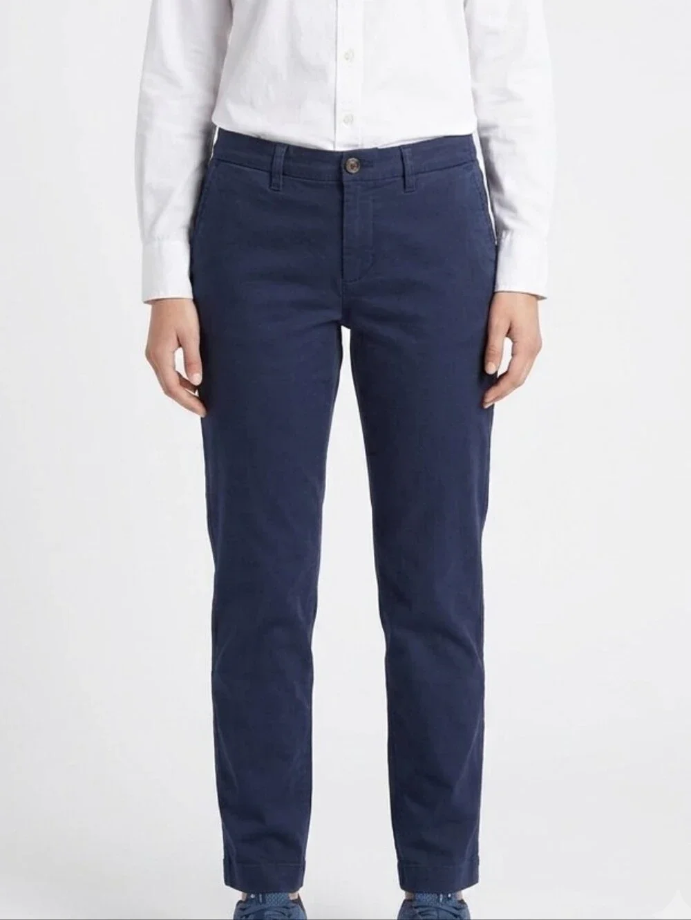 J Crew High Rise Girlfriend Chino Pants Navy Blue Size 8 Classic Stretch